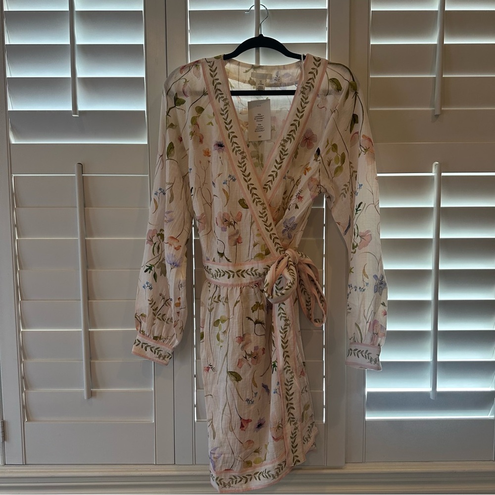 H&M Floral Sheer Blouse with Pink and Green Accents